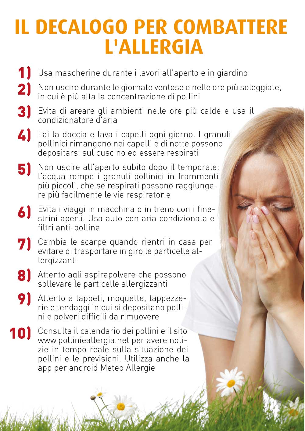 Sopravvivere all'allergia al polline 1 IL decalogo per sopravvivere all'allergia al polline
