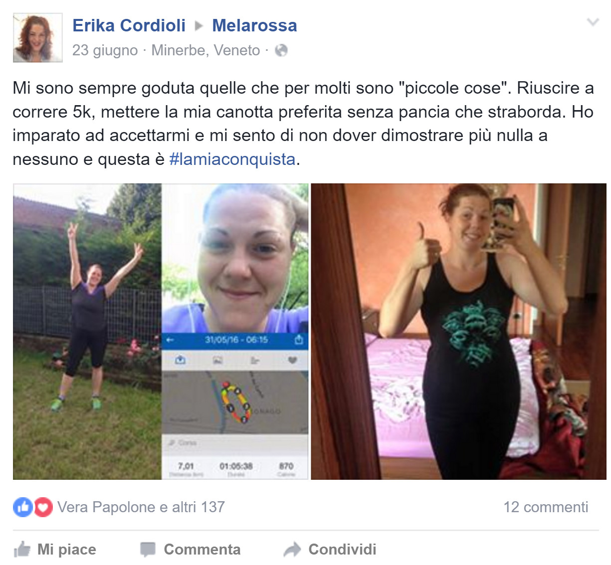 I testimonial dell'estate 2016 di Melarossa 42 Erika è dimagrita con Melarossa