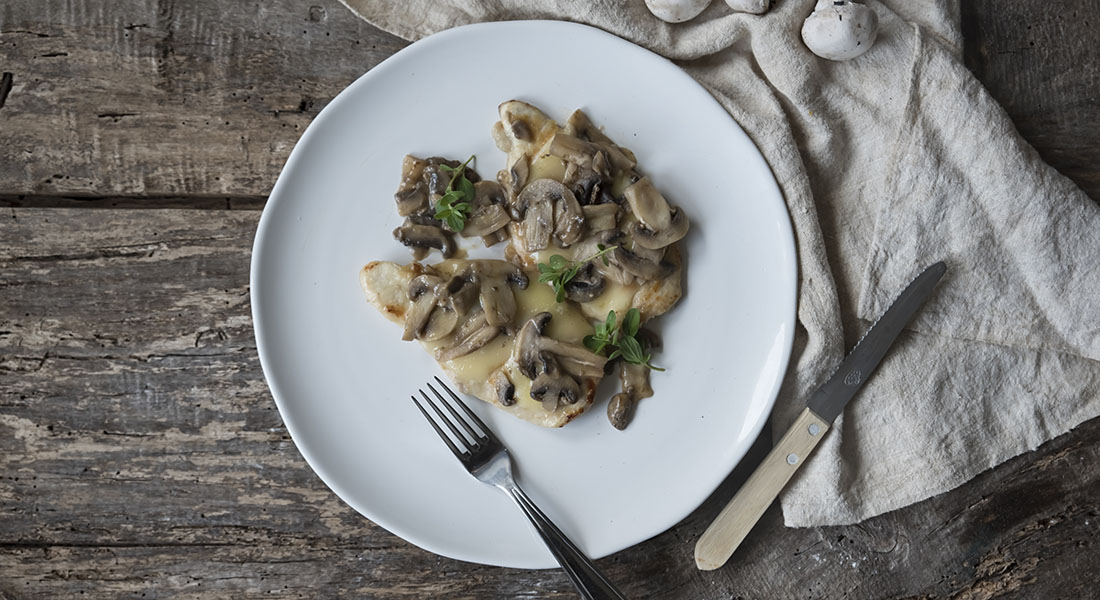 12 ricette a meno di 250 Kcal 9 scaloppine ai funghi e formaggio