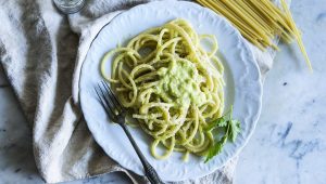 Pasta con crema di porri e pecorino