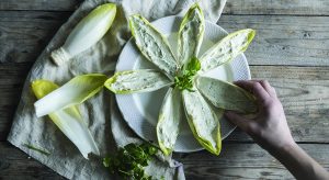 Barchette di indivia con mousse di robiola e tonno alle erbe