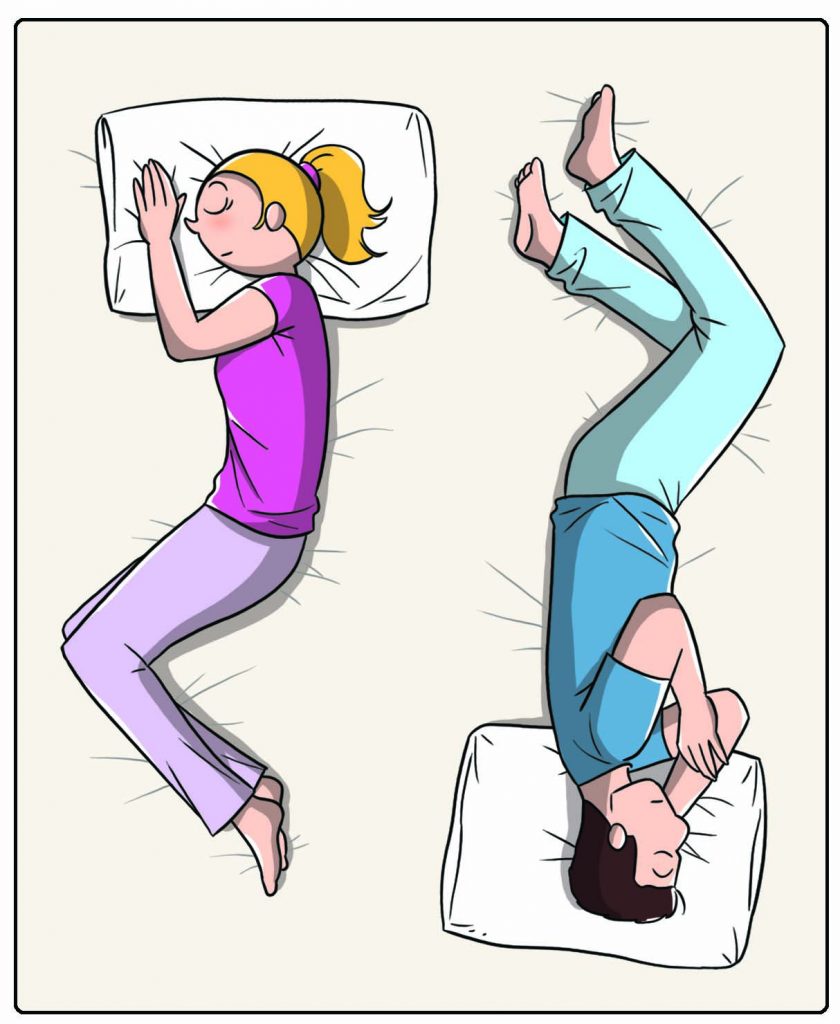 Dimmi come dormi e ti dirò che coppia sei! 5 Come dormi in coppia: testa-piedi