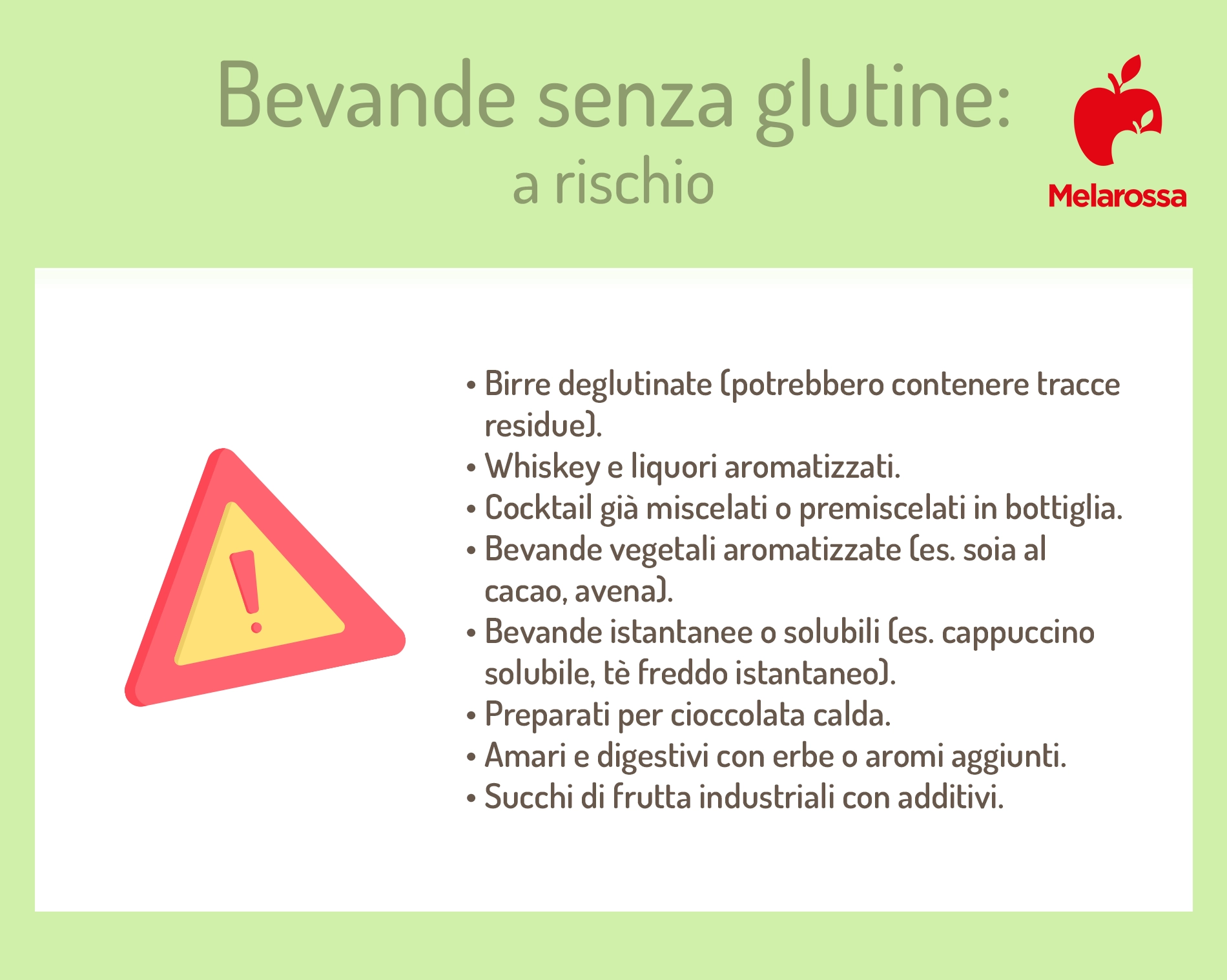 Bevande senza glutine: elenco e consigli per scegliere quelle giuste 3 grafiche sulle bevande senza glutine a rischio