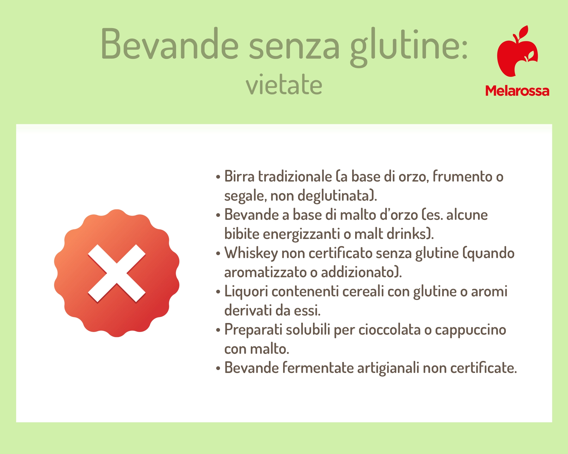 Bevande senza glutine: elenco e consigli per scegliere quelle giuste 1 bevande sena glutine: grafica sulle bevande vietate per i celiaci
