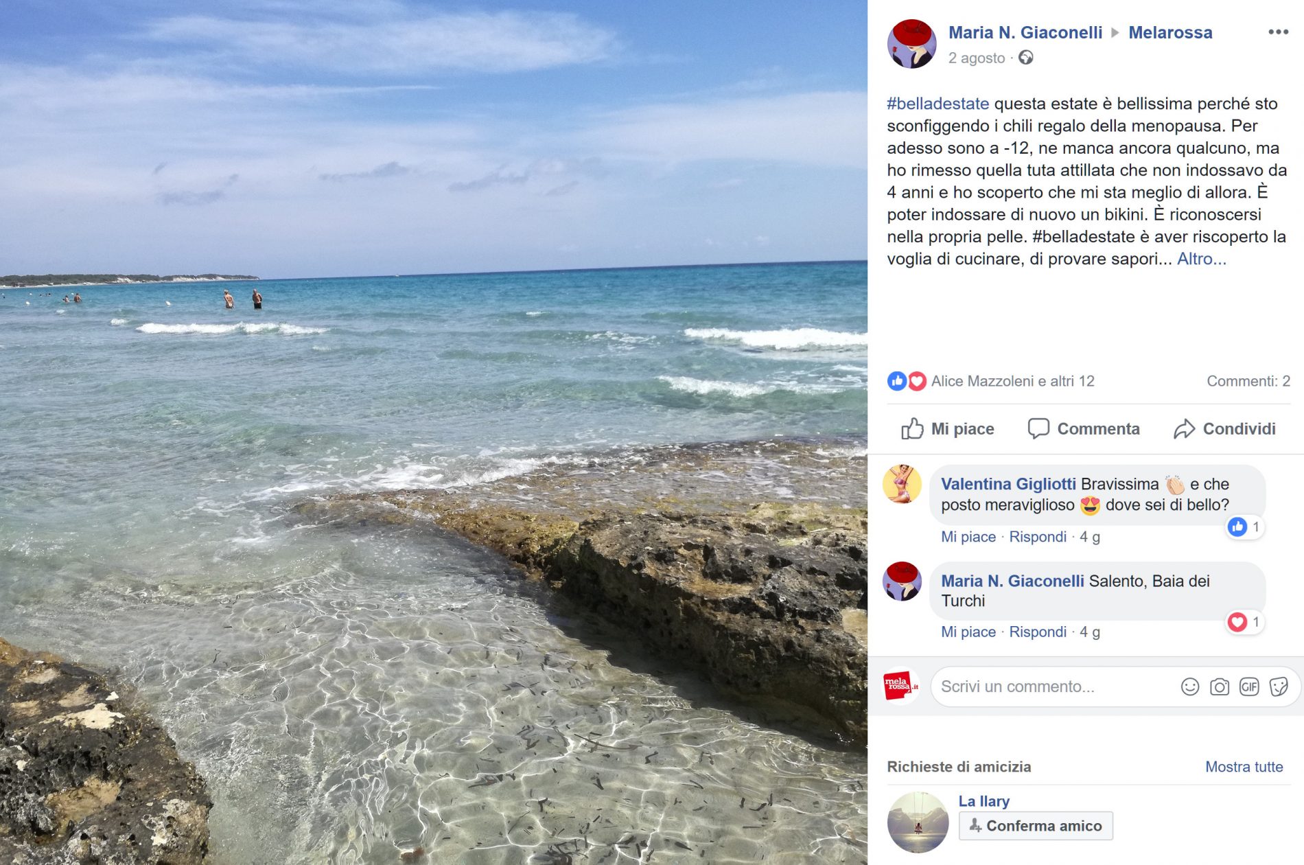 "Grazie a Melarossa mi sento #belladestate e sorrido alla vita" 11 Maria Giaconelli #belladestate
