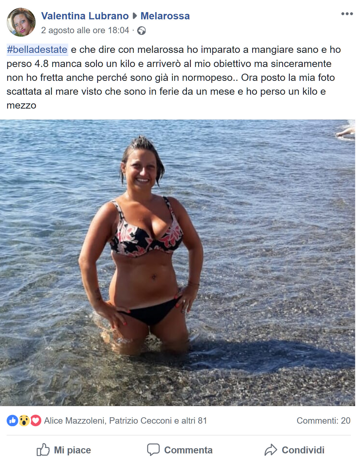 "Grazie a Melarossa mi sento #belladestate e sorrido alla vita" 29 Valentina Lubrano #belladestate