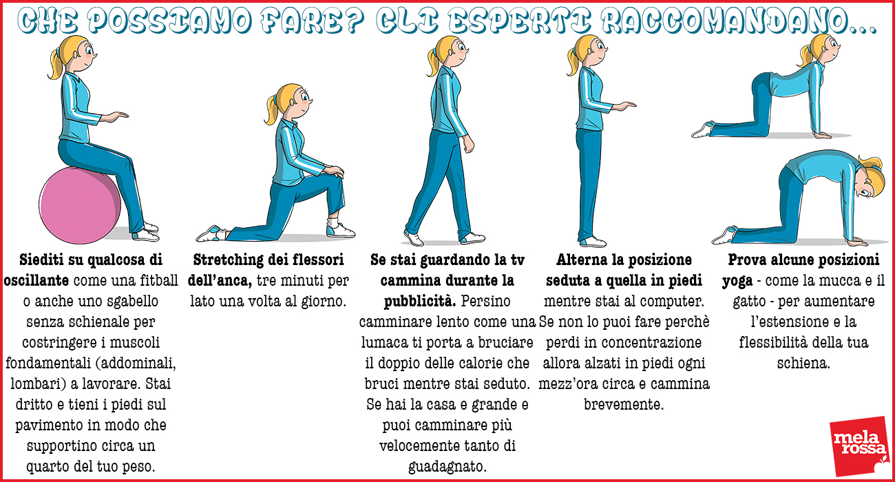 Perché stare seduti tutto il giorno fa male: danni, soluzioni e esercizi 8 esercizi schiena
