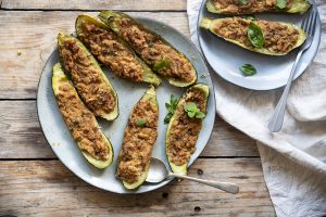 Zucchine ripiene di tempeh