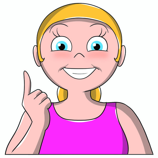 Ginnastica facciale: come farla e esercizi illustrati per combattere le rughe del viso e collo 11 Illustrazione di una donna che mostra come fare ginnastica facciale contro le rughe naso labiali . Indica con le mani la lettera I da pronunciare