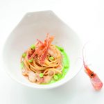 Spaghetti con crostacei, prosciutto di Modena, piselli e zenzero 1 Ricette con salumi: spaghetti con crostacei, prosciutto, piselli e zenzero