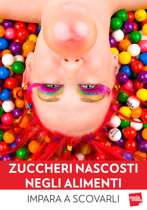 Zuccheri nascosti negli alimenti, impara a scovarli 3 Gli zuccheri nascosti in alimenti insospettabili sono molto più diffusi di quanto pensi: spesso fanno aumentare la “razione” quotidiana di zuccheri senza che tu te ne renda conto. Ma il problema del consumo eccessivo di zucchero non è da sottovalutare: oltre al rischio obesità e diabete, l’eccesso di zucchero può provocare anche altre conseguenze negative come malattie cardiovascolari e tumori. Melarossa.it #dietamelarossa