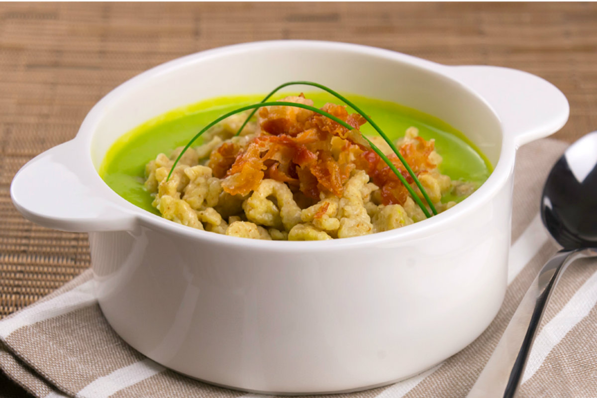 Le migliori ricette con piselli leggere e nutrienti di Melarossa 18 ricette con piselli, spatzle speck e crema di piselli
