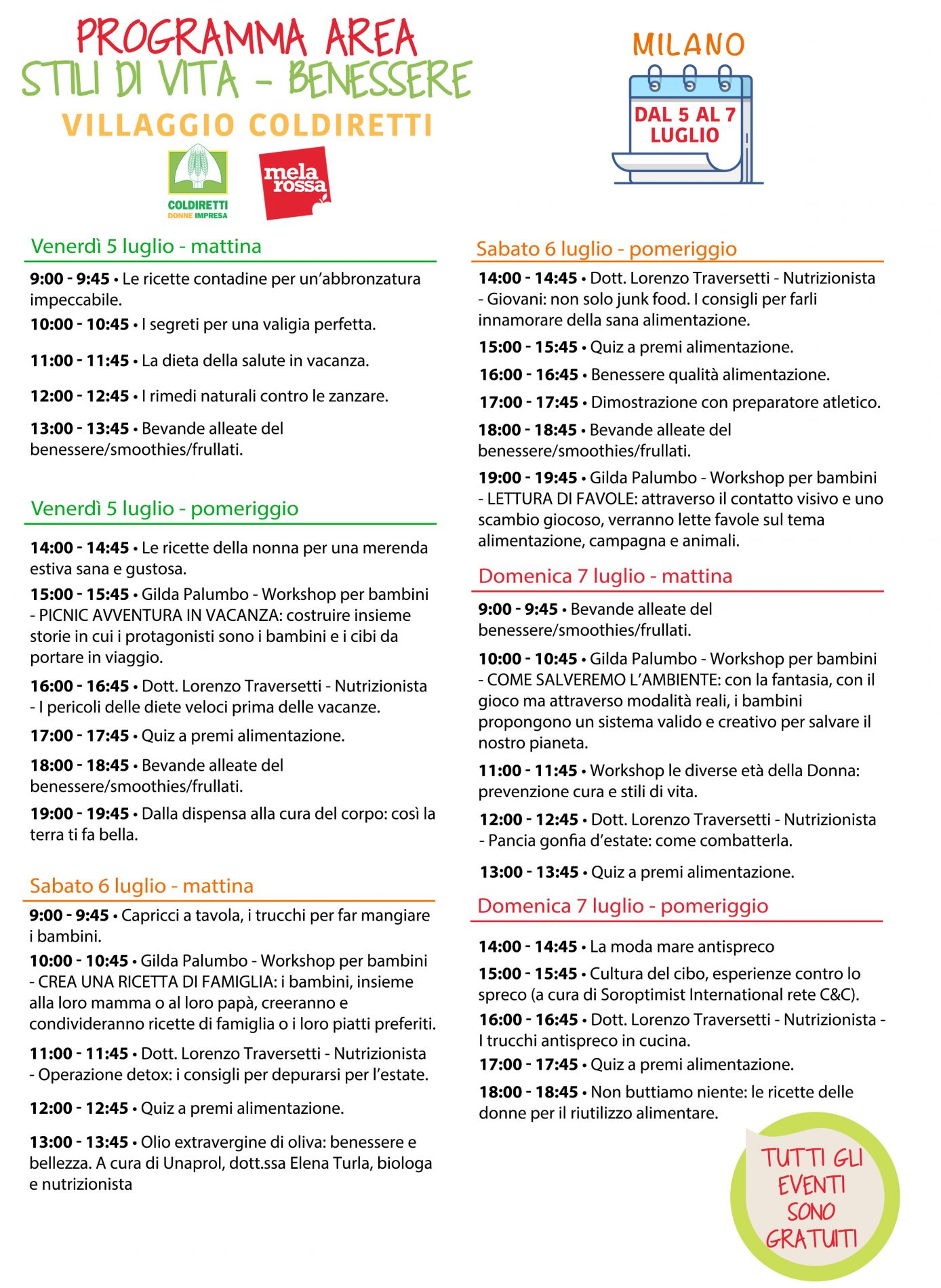 Sana alimentazione e niente sprechi: dal 5 al 7 luglio, Melarossa è al Villaggio Coldiretti a Milano 1 Villaggio Coldiretti Milano luglio 2019 programma