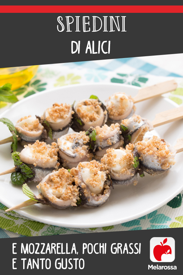 Spiedini di alici e mozzarella, pochi grassi e tanto gusto 2 spiedini alici mozzarella