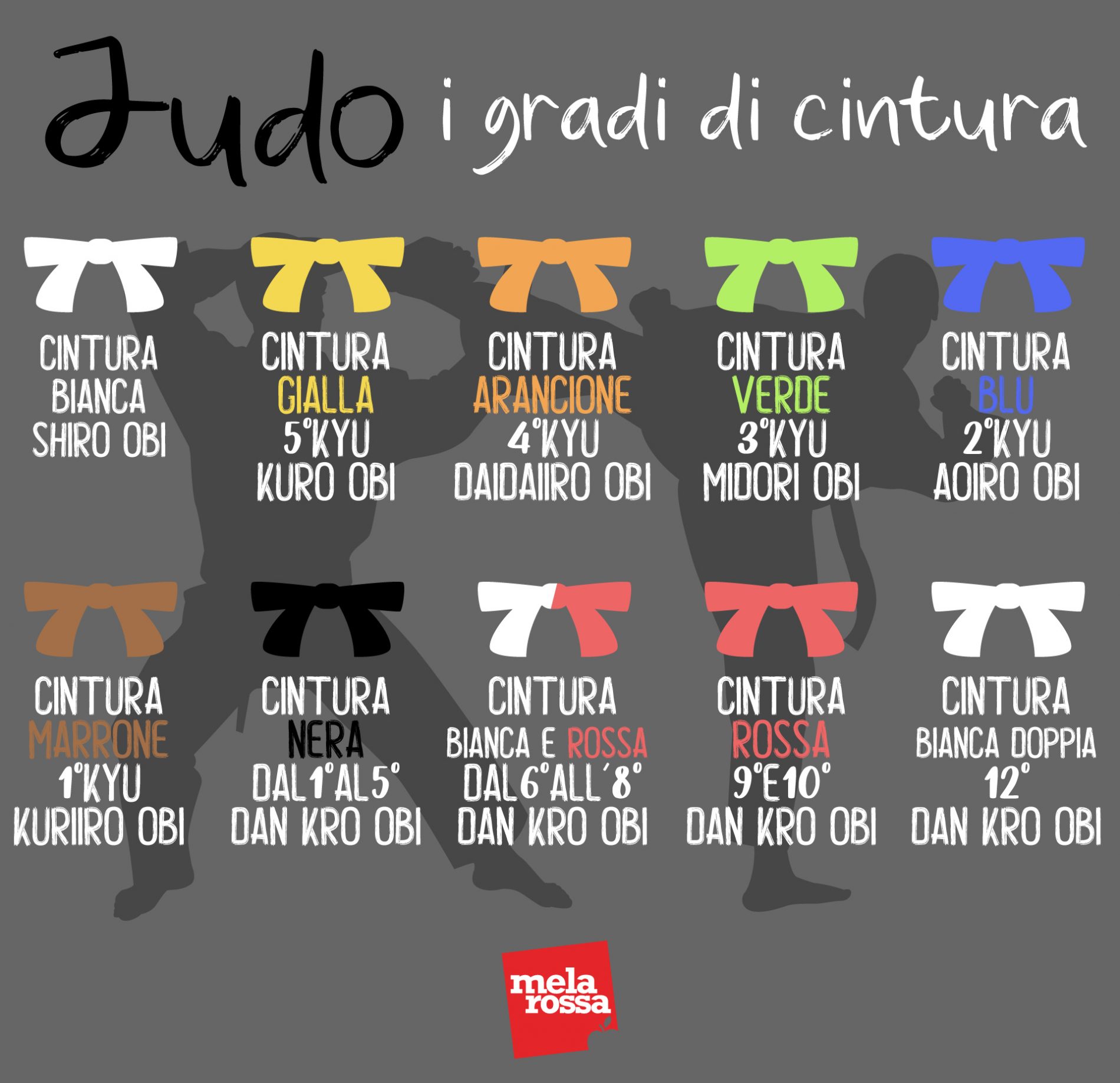 Judo: storia, filosofia e codice morale, tecniche e allenamento, benefici e controindicazioni 10 judo: gradi di cintura