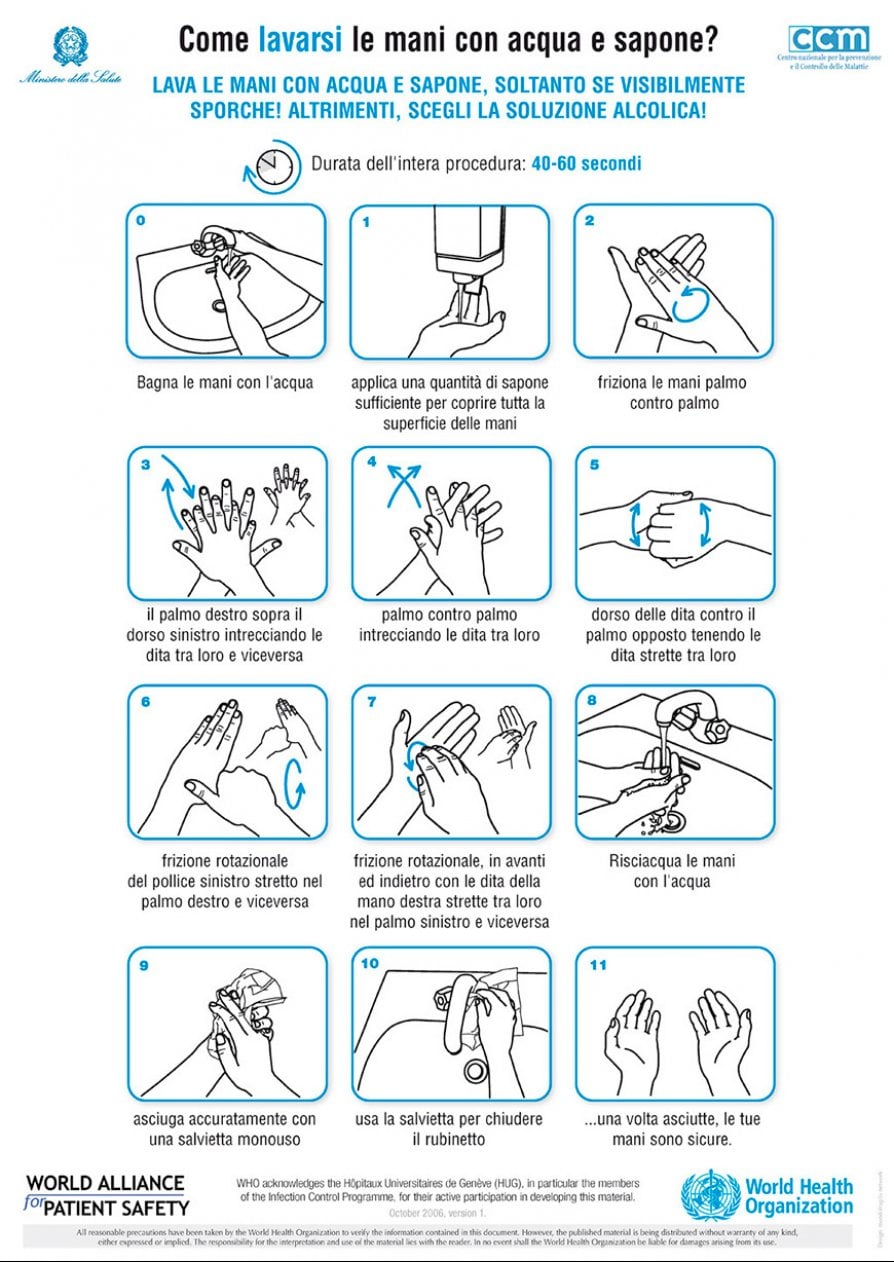 Lavarsi le mani: bastano 60 secondi per prevenire infezioni 1 come lavarsi bene le mani per prevenire infezioni