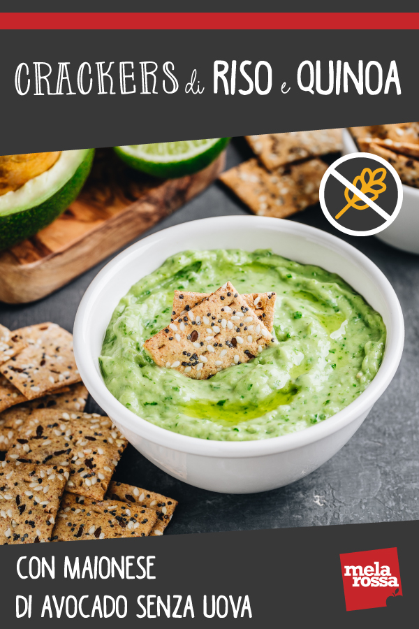 Crackers di riso e quinoa con maionese di avocado senza uova 2 Crackers di riso e quinoa senza glutine