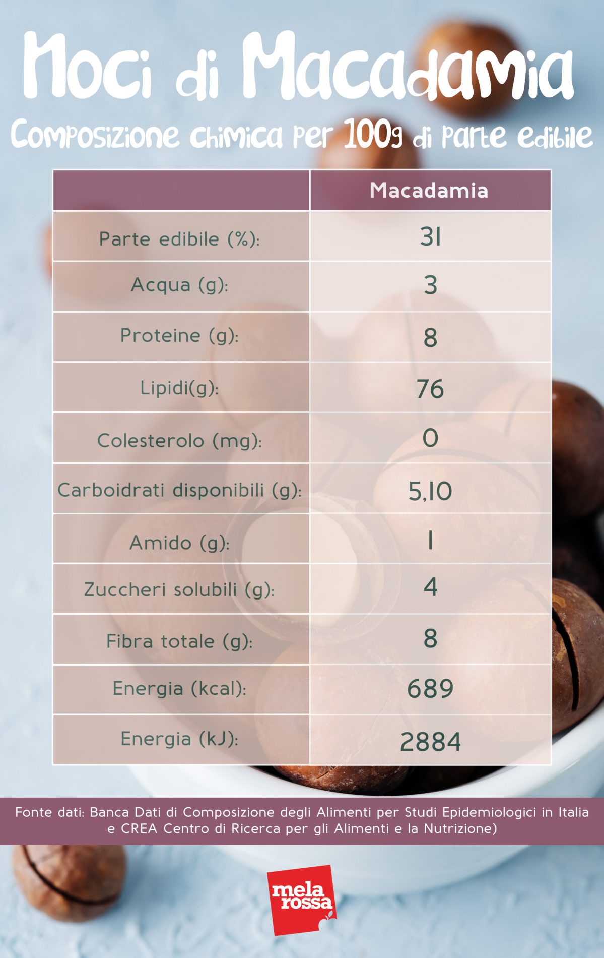 Noci di macadamia: cosa sono, benefici, valori nutrizionali, controindicazioni e usi in cucina 3 noci di macadamia: composizione chimica
