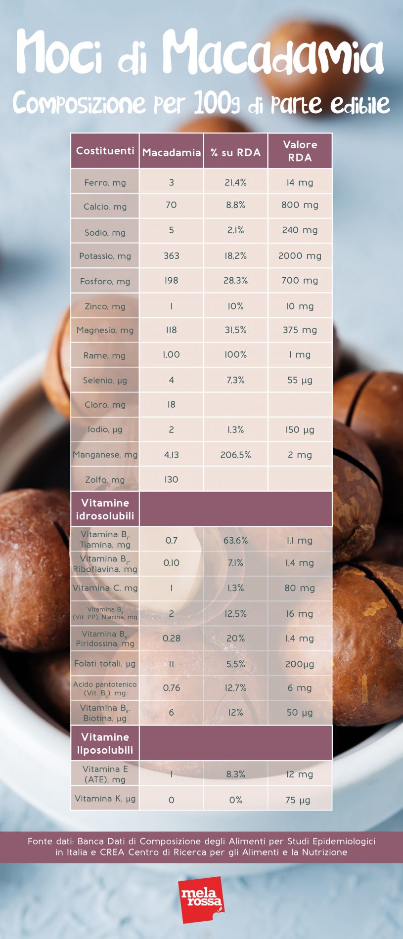 Noci di macadamia: cosa sono, benefici, valori nutrizionali, controindicazioni e usi in cucina 4 noci di macadamia: valori nutrizionali