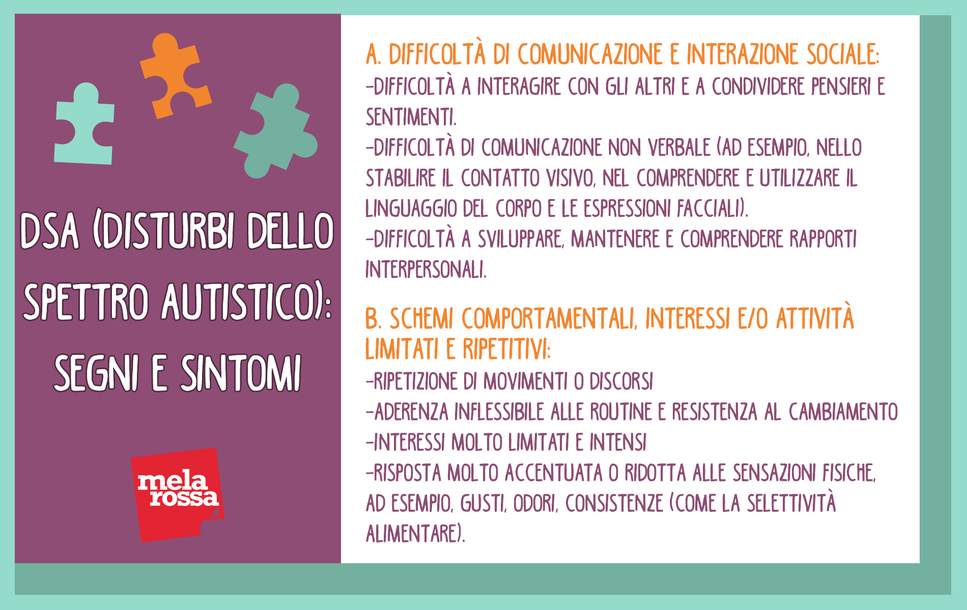 Autismo: che cos'è, epidemiologia, storia, cause, diagnosi, falsi miti e trattamenti 10 disturbo autistico: segni e sintomi