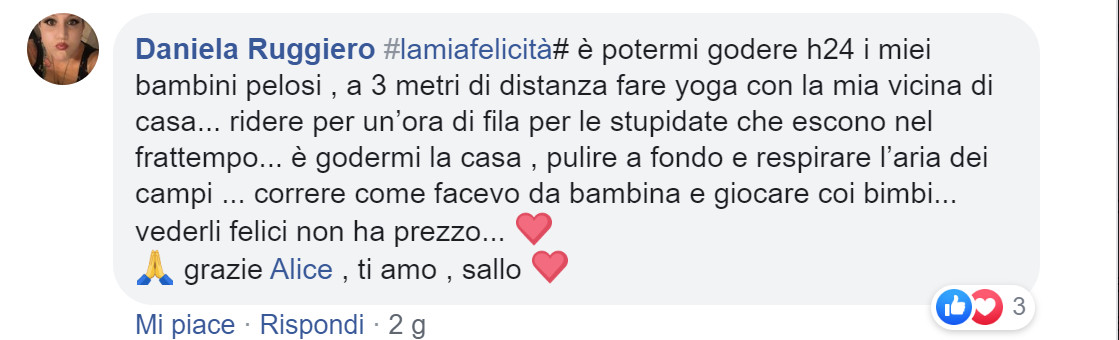 #lamiafelicità: i messaggi di speranza della community di Melarossa per combattere insieme la paura 17 #lamiafelicità daniela ruggiero