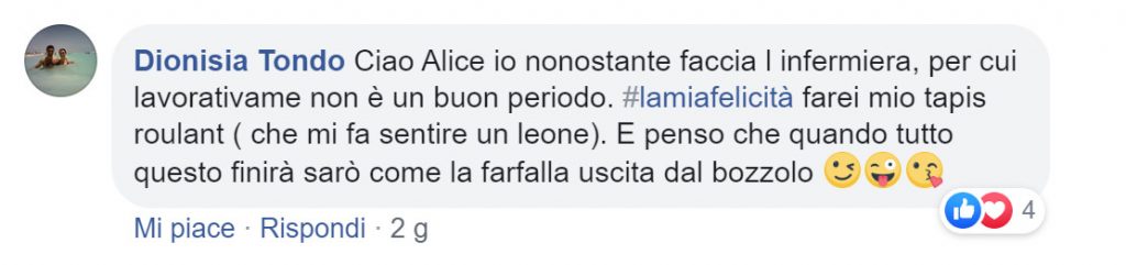 #lamiafelicità: i messaggi di speranza della community di Melarossa per combattere insieme la paura 10 #lamiafelicità dionisia tondo