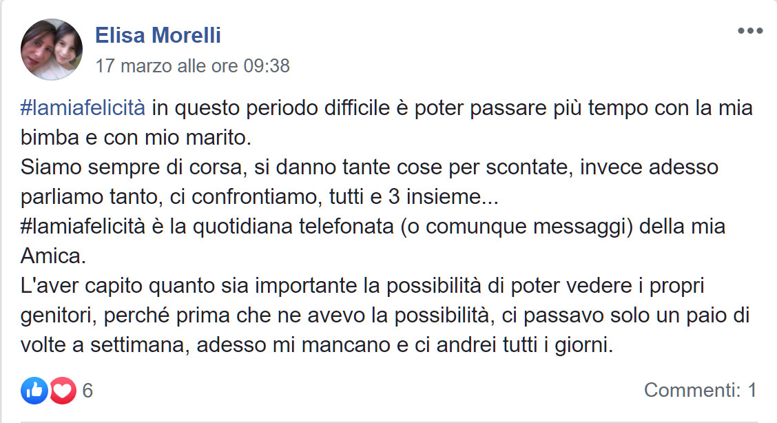 #lamiafelicità: i messaggi di speranza della community di Melarossa per combattere insieme la paura 7 #lamiafelicità elisa morelli