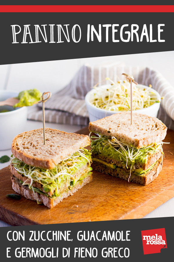Panino integrale con zucchine, guacamole e germogli di fieno greco 3 Panino integrale con zucchine, guacamole, germogli di fieno greco