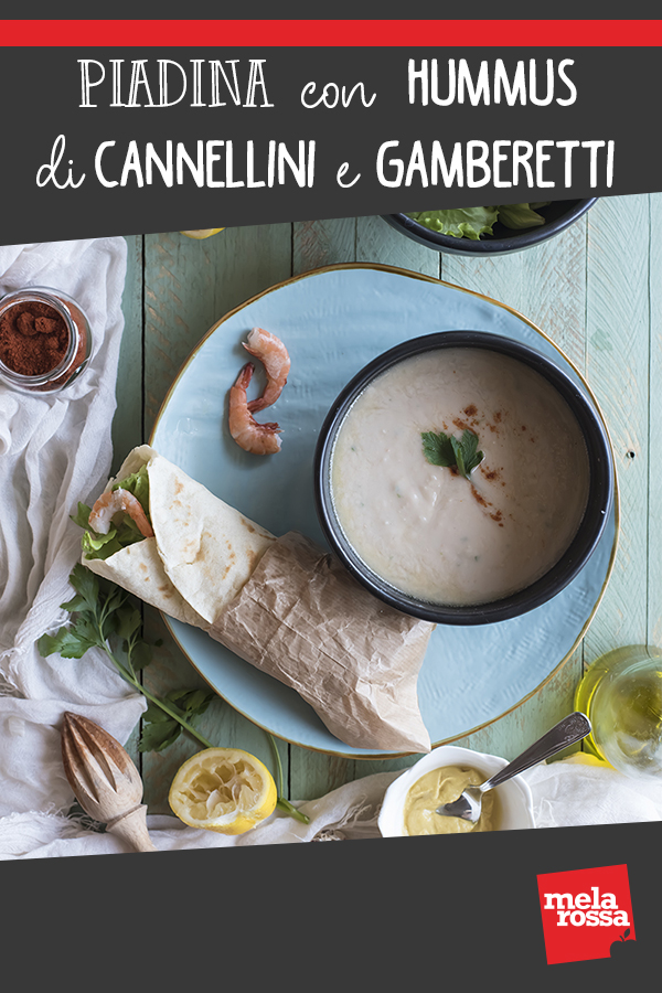 Piadina con hummus di cannellini e gamberetti 5 piadina hummus cannellini gamberetti