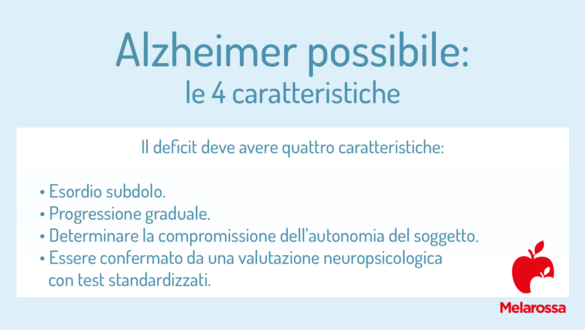 Alzheimer: che cos'è, cause e fattori di rischio, sintomi, diagnosi, cura e prevenzione 7 Alzheimer 4 caratteristiche