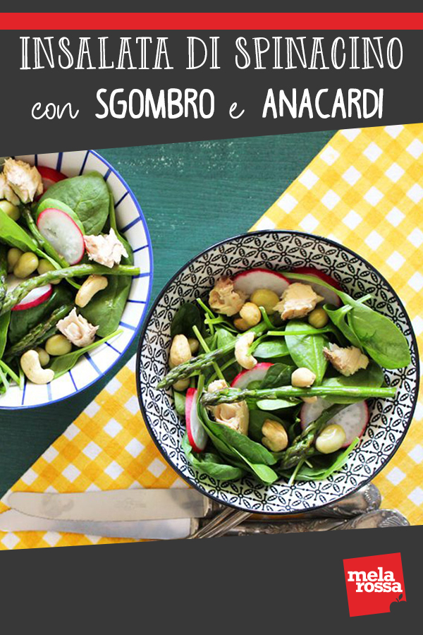 Insalata di spinaci crudi con sgombro e anacardi 2 Insalata di spinaci crudi
