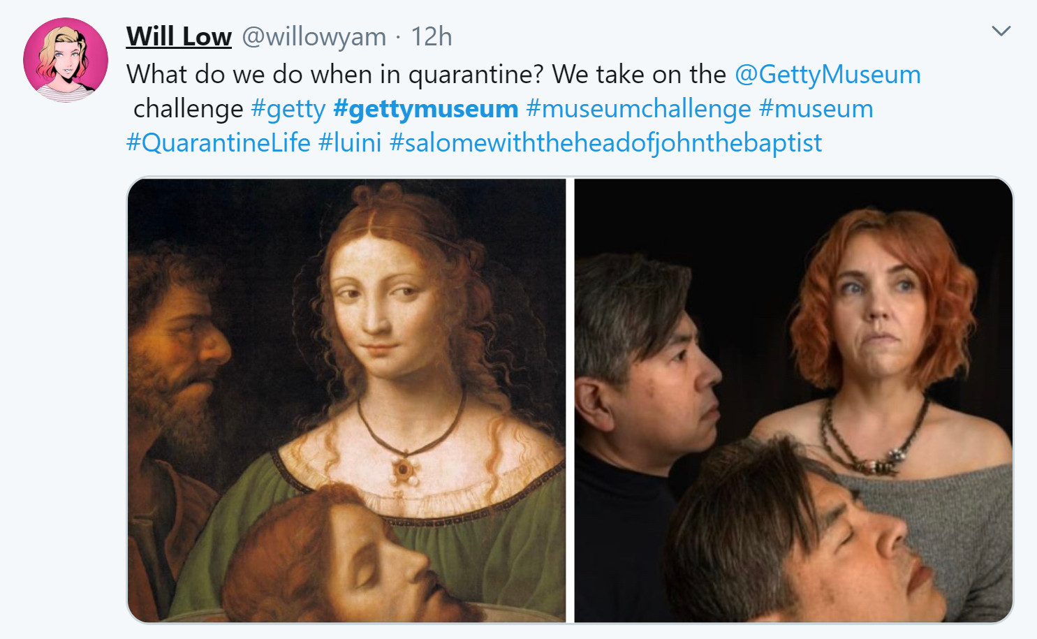 Coronavirus, il challenge del Getty Museum: ricrea la tua opera d'arte a casa. E i social si scatenano 20 museo getty challenge salome