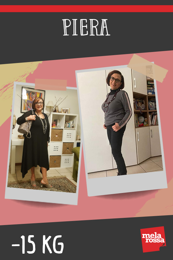Piera, -15 Kg con Melarossa: “Con Melarossa ad ogni obiettivo mi faccio un regalo!” 1 pin testimonial