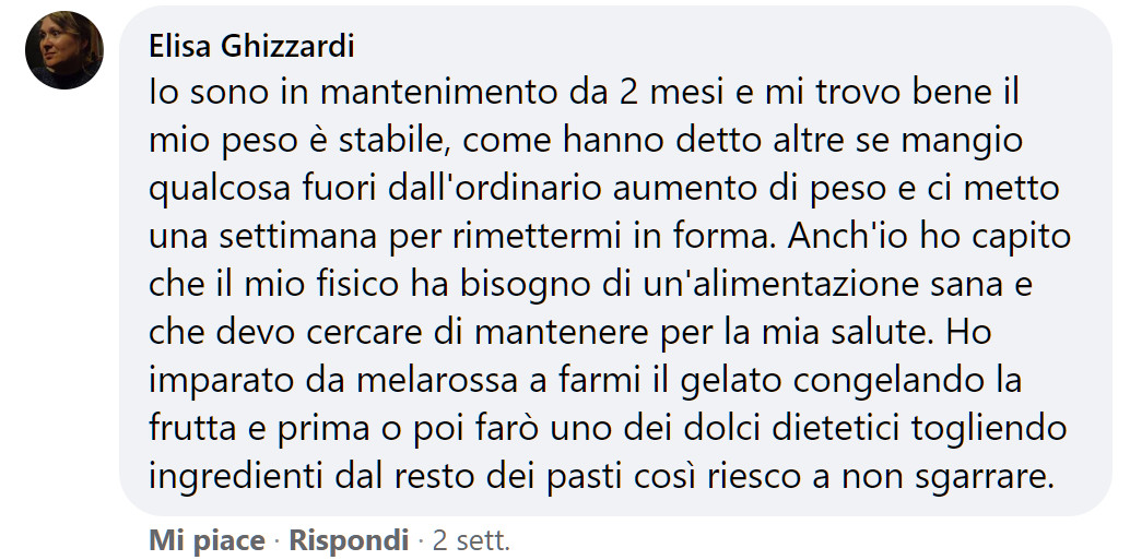 Dieta di mantenimento di Melarossa: perché è importante seguirla dopo aver raggiunto l'obiettivo peso 3 dieta di mantenimento melarossa elisa ghizzardi