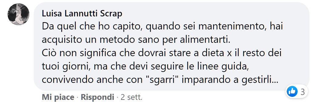 Dieta di mantenimento di Melarossa: perché è importante seguirla dopo aver raggiunto l'obiettivo peso 5 dieta di mantenimento melarossa Luisa Lannutti