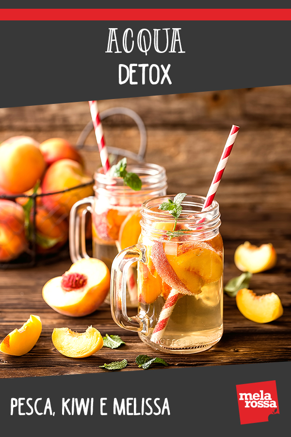 Acqua detox pesca, kiwi e melissa 2 Acqua detox: pesca, kiwi e melissa per drenare il corpo