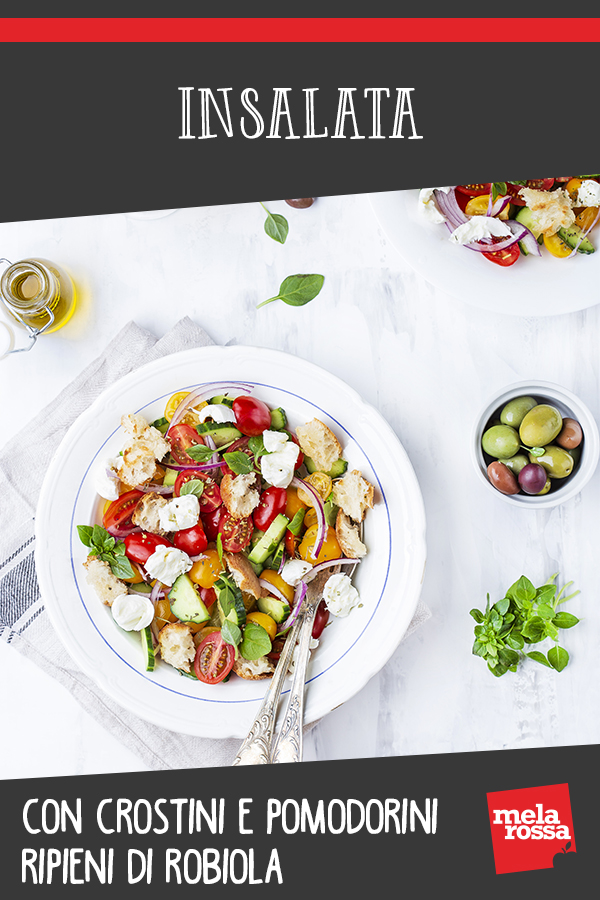 Insalata con crostini e pomodorini ripieni di robiola 2 insalata crostini