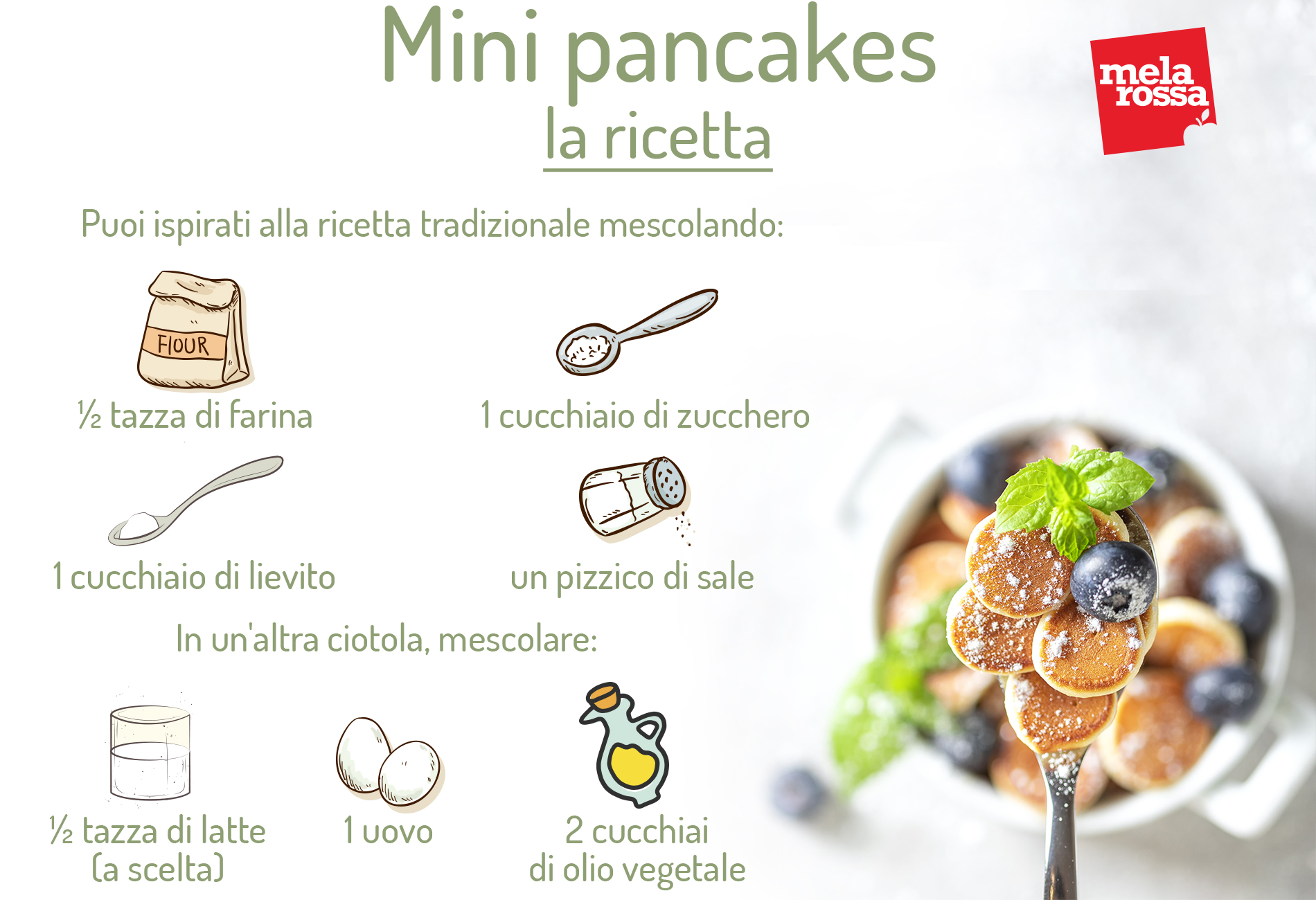 Mini pancakes: ultima tendenza che fa furore sui social per una colazione sana o una merenda 1 Mini pancakes: la ricetta