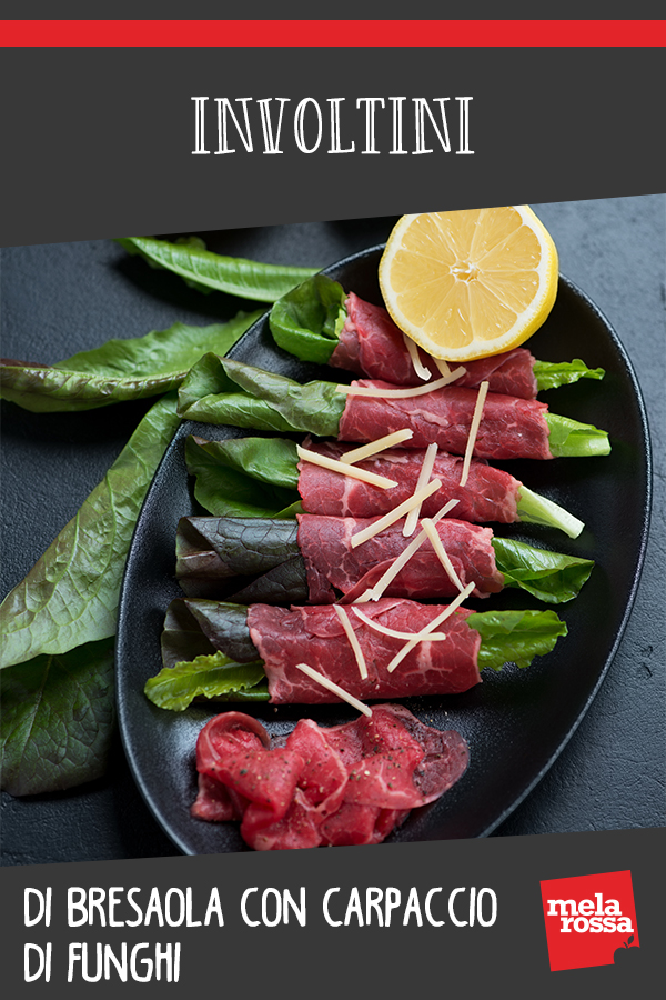 Involtini di bresaola con carpaccio di funghi 2 involtini bresaola