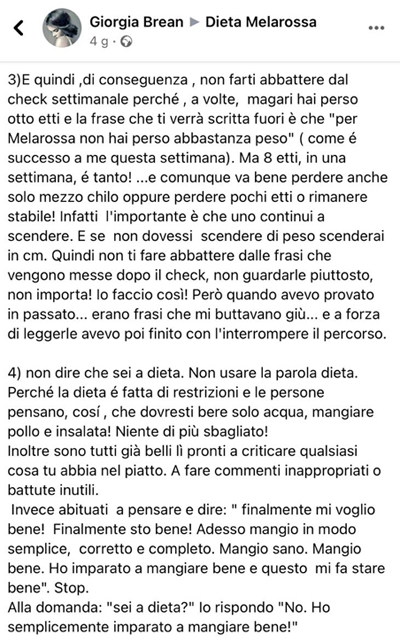 6 consigli di chi segue la dieta Melarossa per non farsi abbattere 2 post fb melarossina gruppo 2 parte 1
