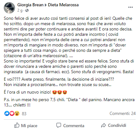 6 consigli di chi segue la dieta Melarossa per non farsi abbattere 4 post gruppo melarossa
