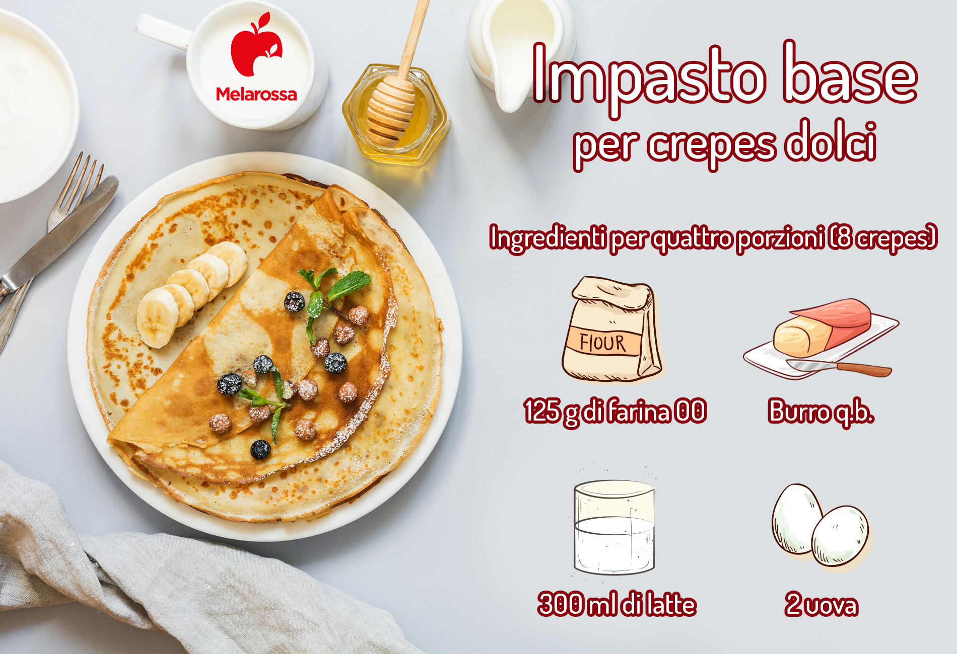 Crepes o crespelle: impasto, ricetta dolce e salata e varianti 1 impasto base crepes dolci