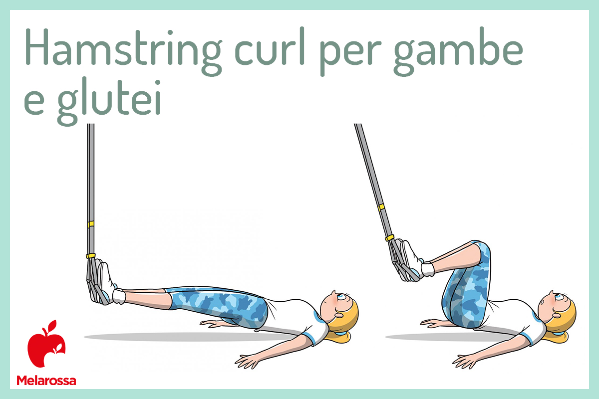 TRX: che cos'è, benefici, muscoli coinvolti e il programma di allenamento 14 Illustrazione di una donna che fa vedere un esercizio con il TRX per allenare i glutei