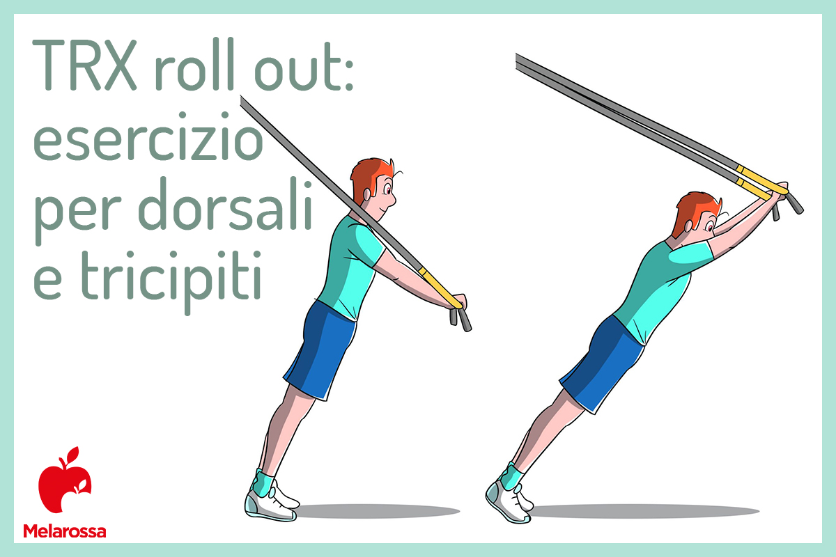 TRX: che cos'è, benefici, muscoli coinvolti e il programma di allenamento 13 illustrazione di una uomo che fa vedere un esercizio impegnativo con il TRX per i dorsali