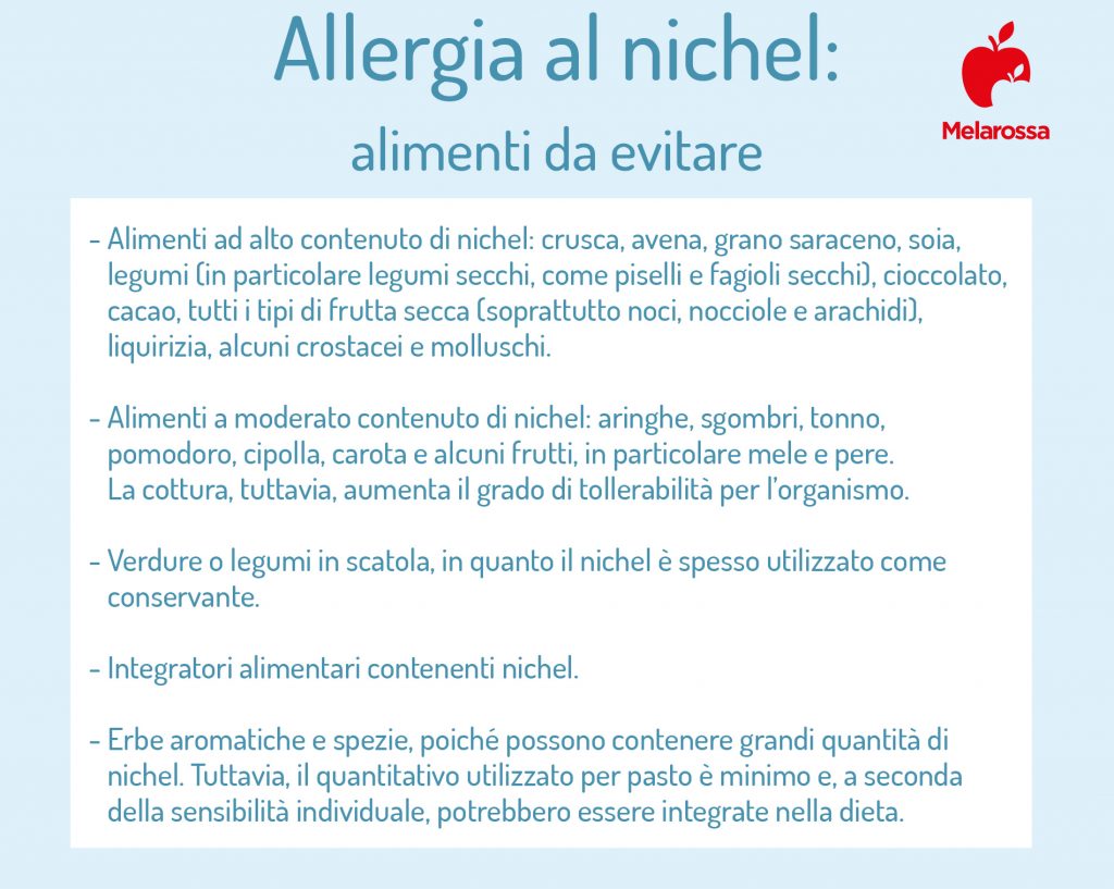 Allergia al nichel: cos'è, sintomi, diagnosi, cibi da evitare, cure e esempio di menù 8 allergia al nichel: alimenti da evitare