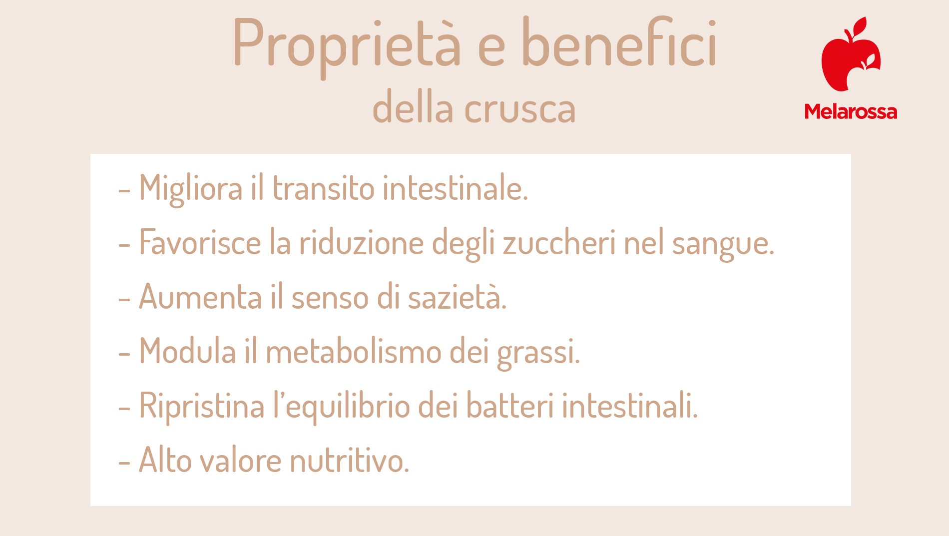 Crusca: cos'è, proprietà, benefici e usi in cucina 2 grafica sui benefici della crusca