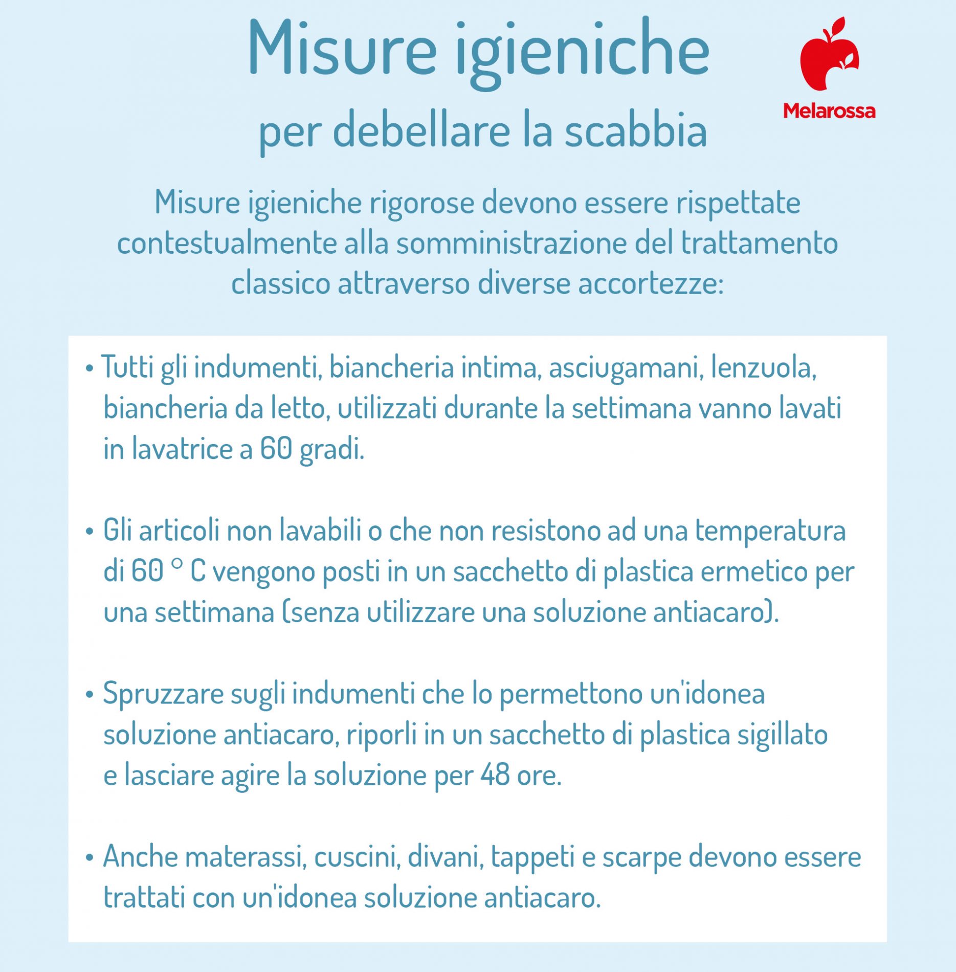 Scabbia: cos’è, tipi, come si trasmette, sintomi, diagnosi, cure e prevenzione 5 scabbia: misure igieniche