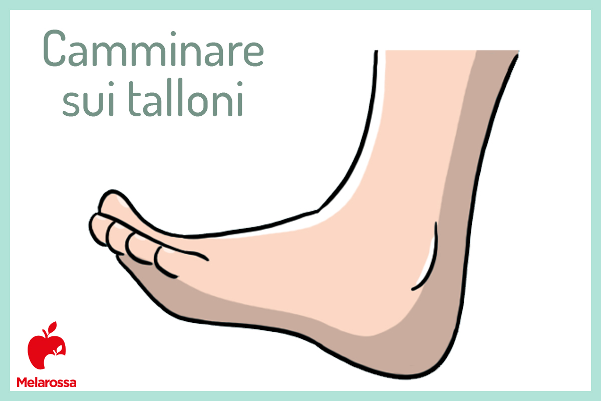 La ginnastica correttiva per piedi e caviglie in forma 3 camminare sui talloni
