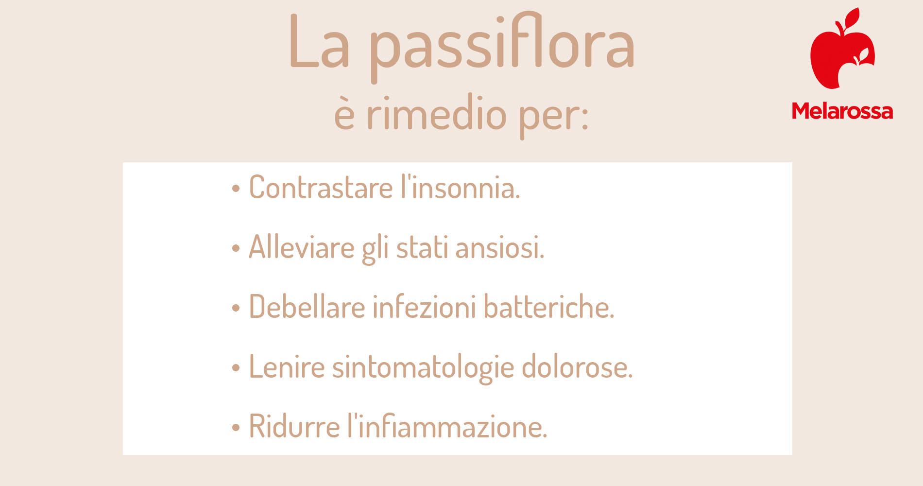 Passiflora: proprietà, benefici, usi in fitoterapia e controindicazioni 3 grafica sulle proprietà della passiflora