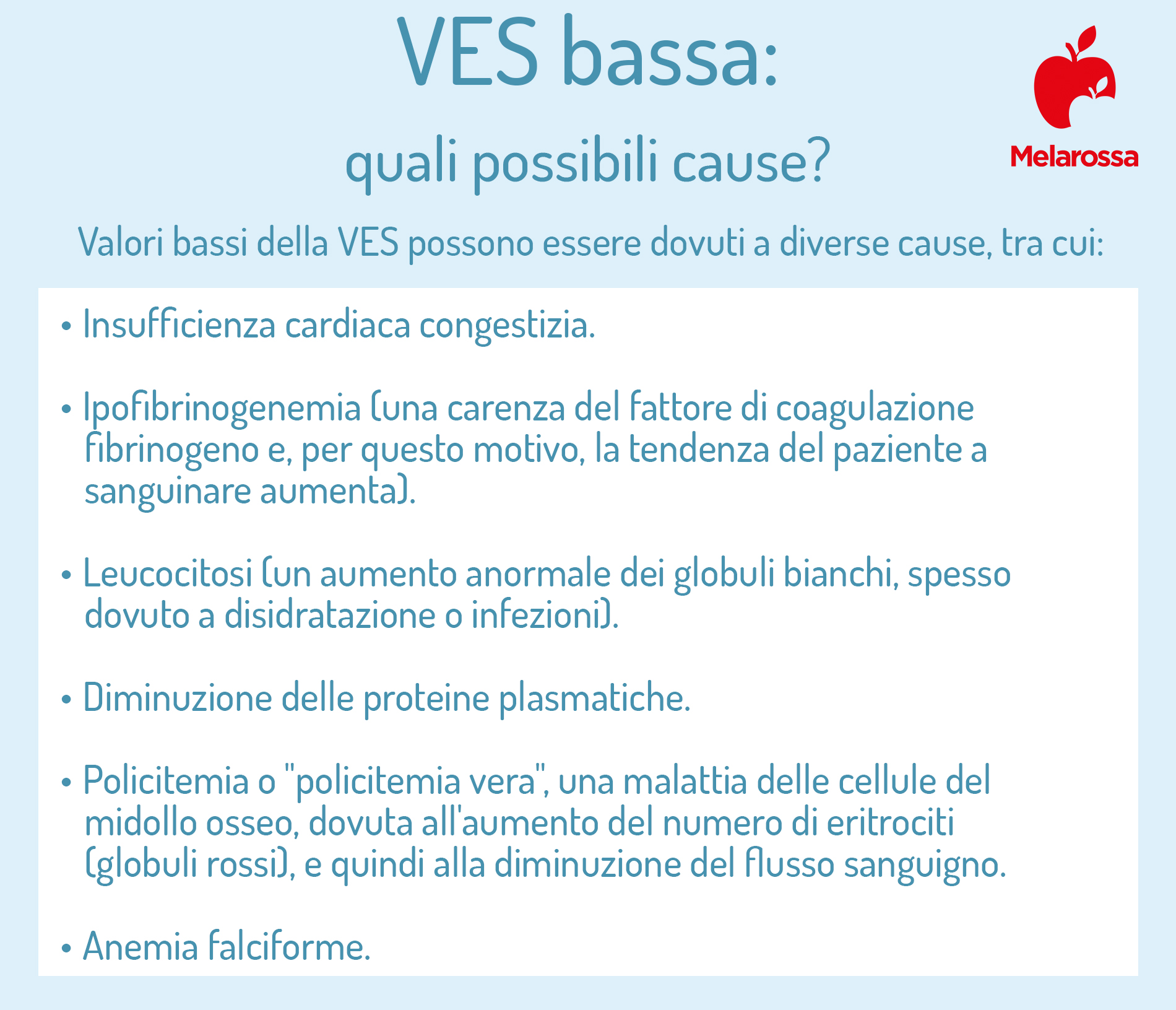 VES: cos’è, perché misurarla, valori normali e alti, quando preoccuparsi, patologie associate 6 valori VES: valori bassi possibili cause